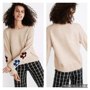NWT Madewell Belmore Floral-Sleeve PulloverSweater